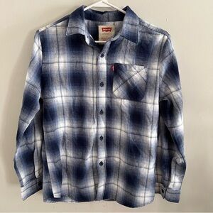 Levi's Kids Blue and White Checkered Button Down Shirt